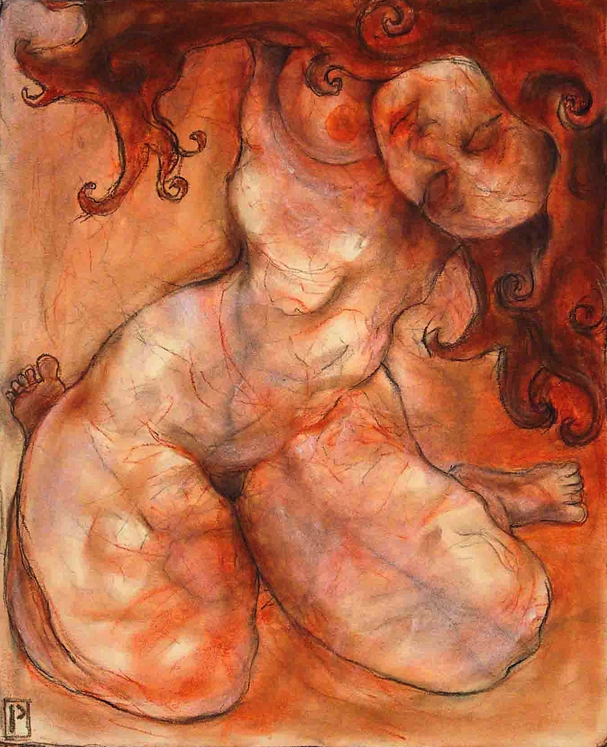 Dreaming Woman by Paul Cavilla, charcoal on paper