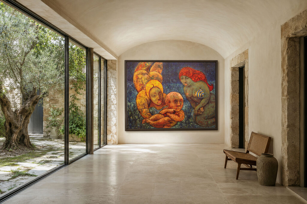 Infant with Fish by Paul Cavilla shown in an interior visualization