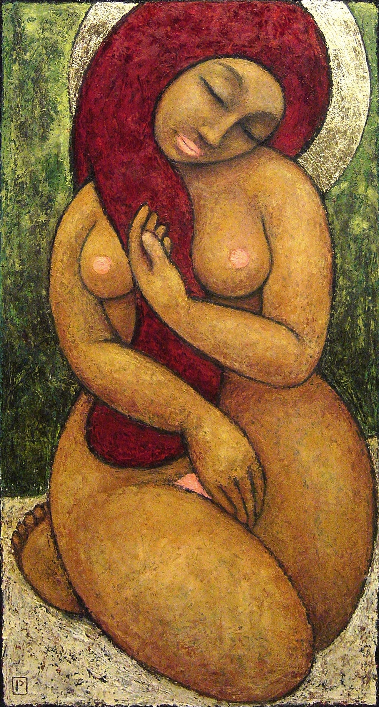 Luisa by Paul Cavilla, oil on canvas with gold leaf