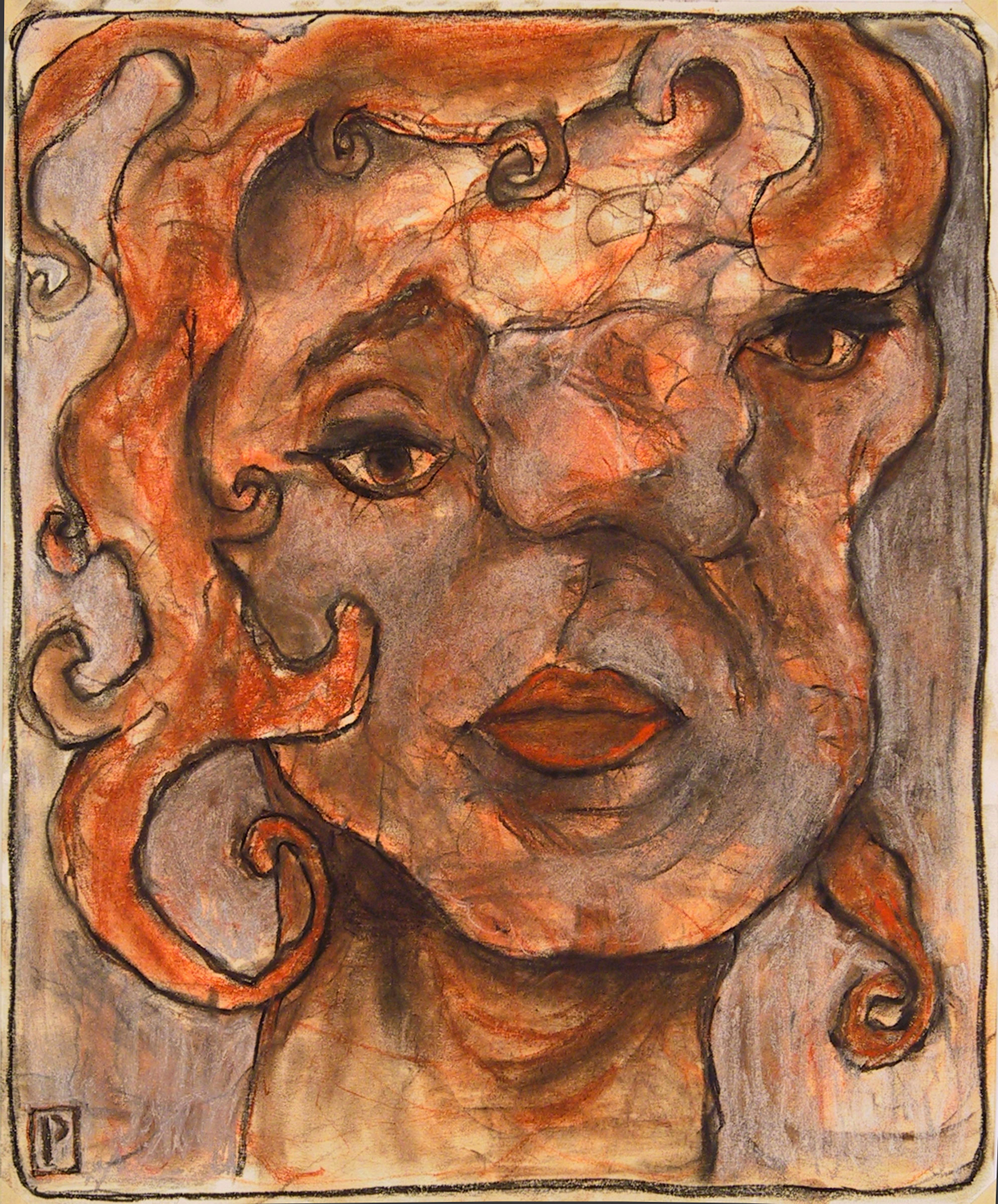 Medusa by Paul Cavilla, charcoal on paper