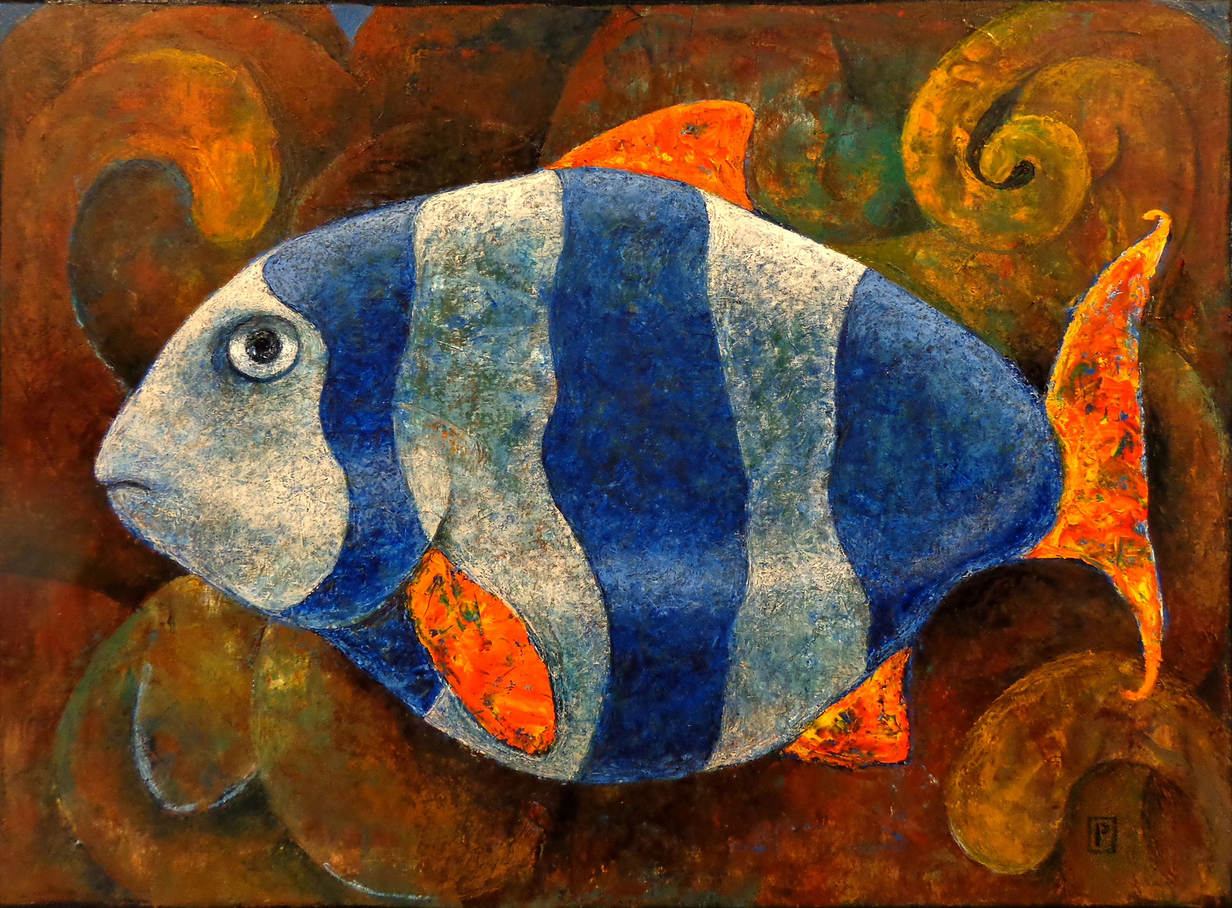 Striped Fish by Paul Cavilla, oil on canvas