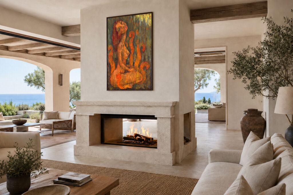 Woman Burning by Paul Cavilla shown in a display visualization