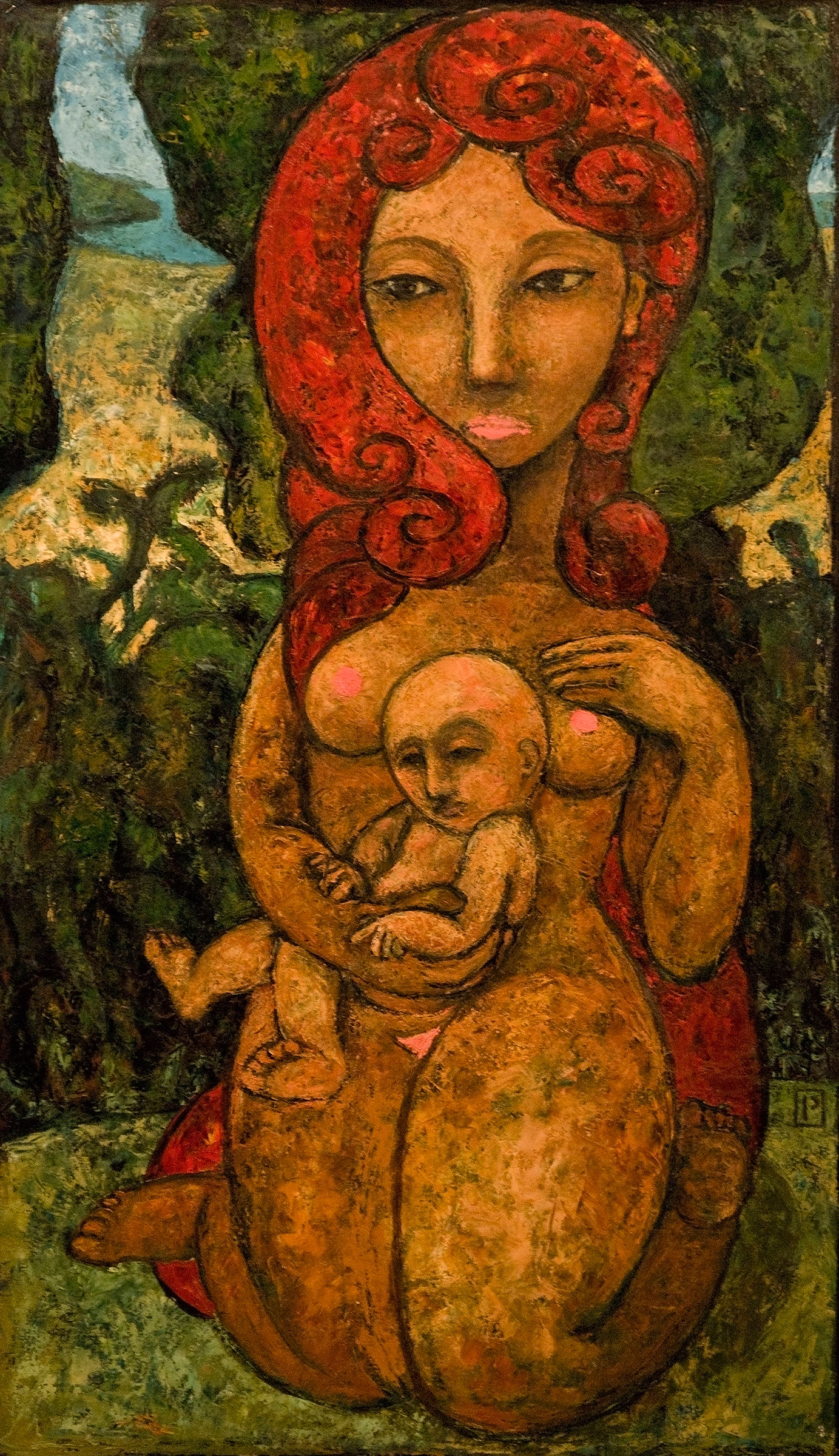 Woman with Child by Paul Cavilla, oil on canvas